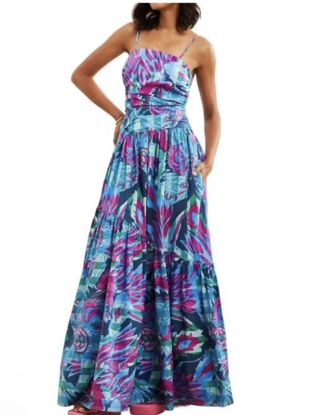 Lucky in Love Blue & Purple Floral Maxi Dress